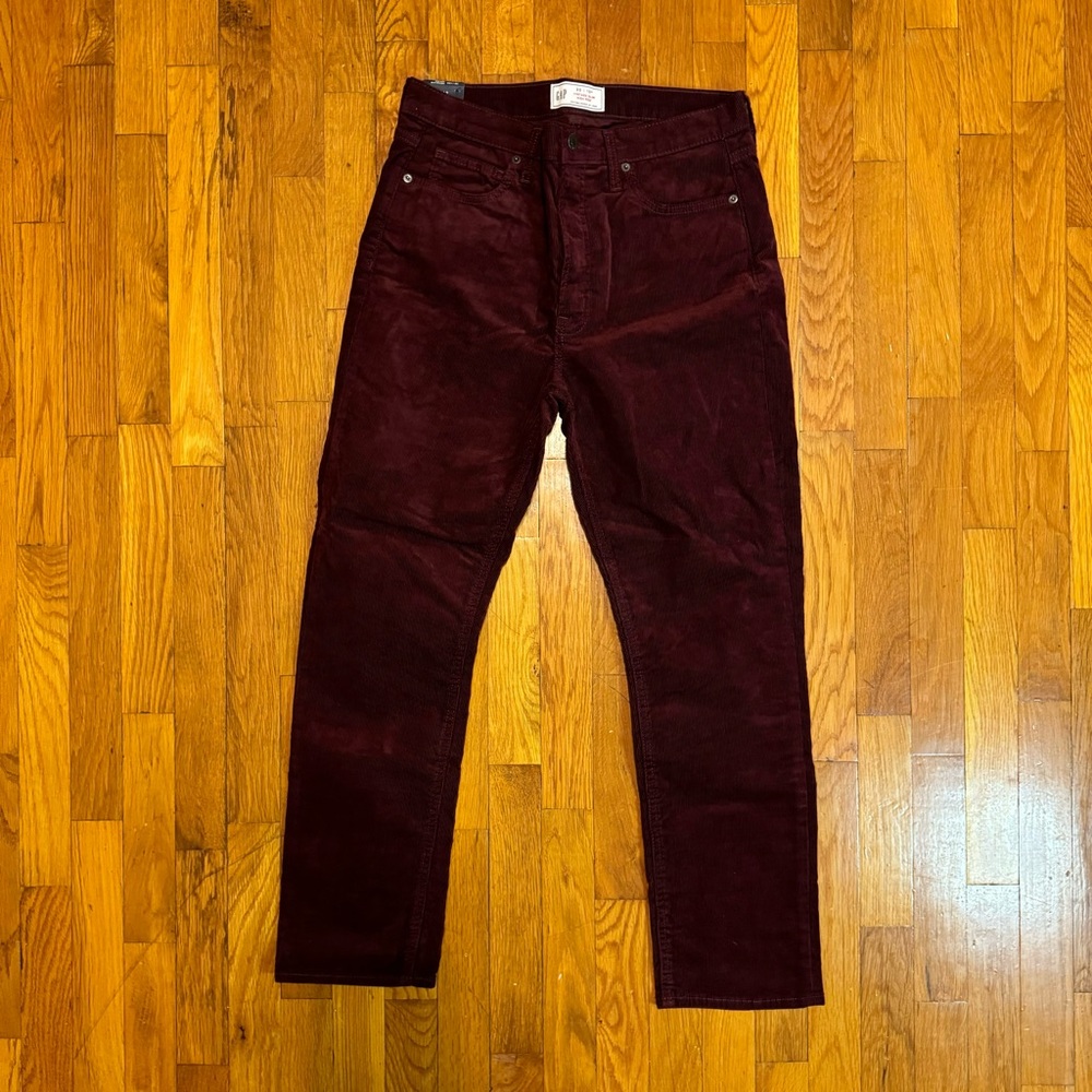 NWT Gap Vintage Slim High Rise Burgundy Corduroy Pants